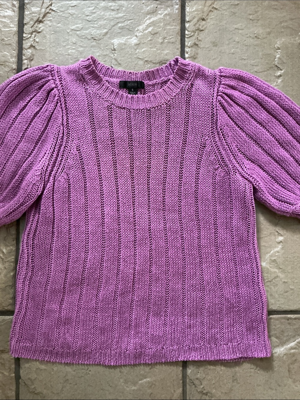 J. Crew Lavender Ribbed Puff-Sleeve Sweater - Picture 7 of 12